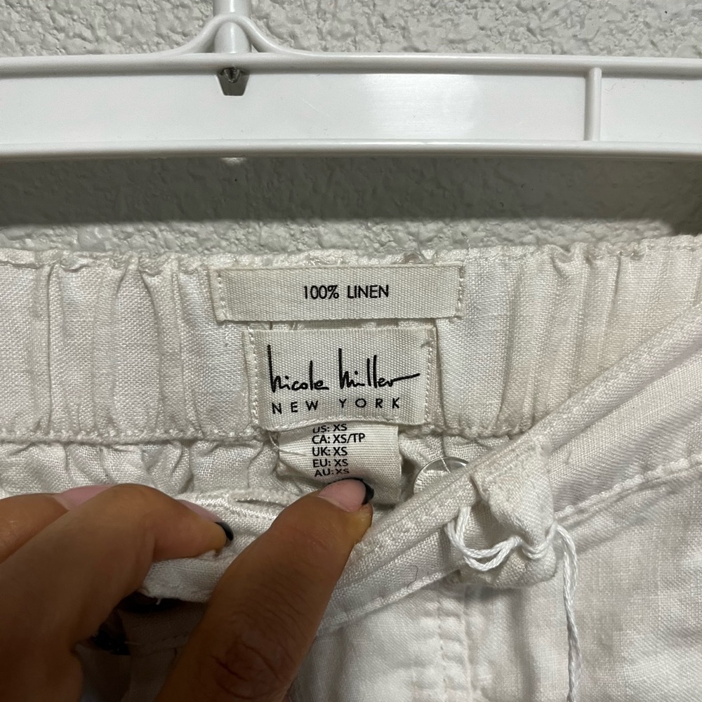 Nicole Miller White Linen Kids Drawstring Shorts